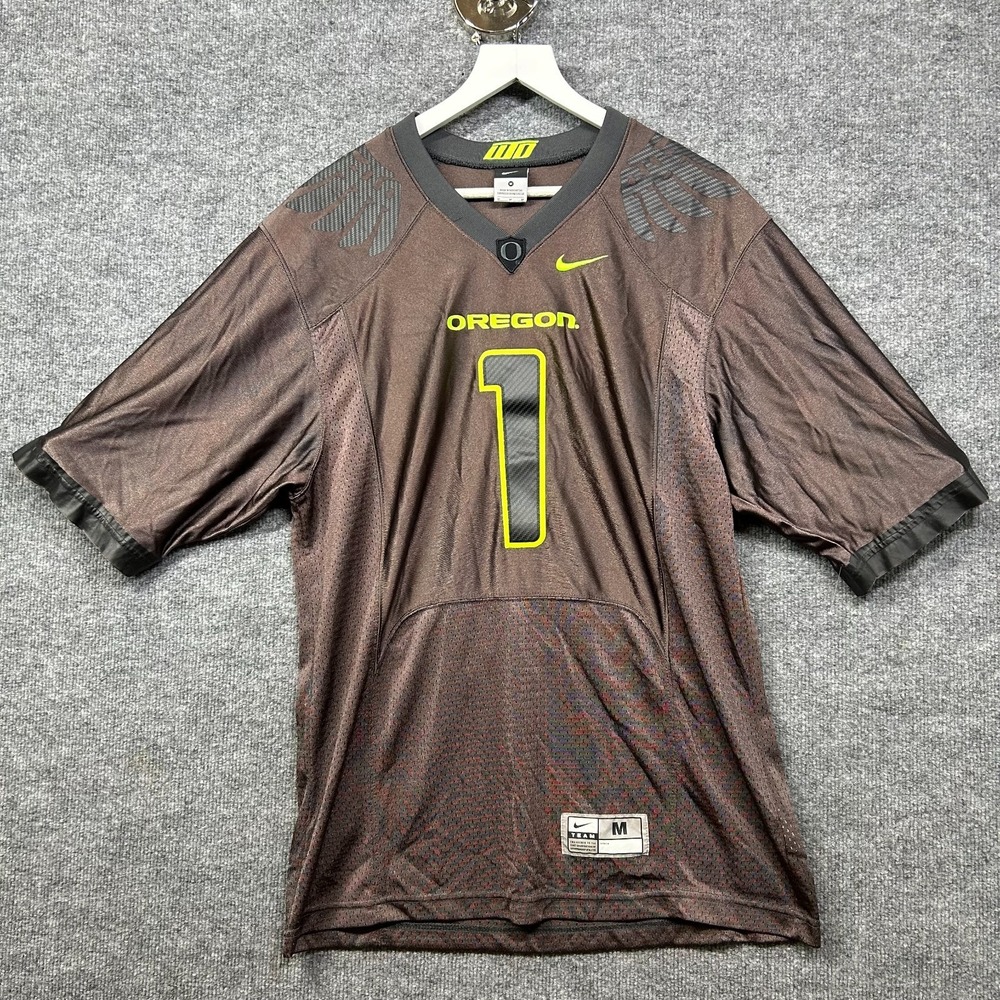 Nike Oregon Ducks 1 Football Jersey Mens Brown Yellow Mesh Diamond Wing - Medium